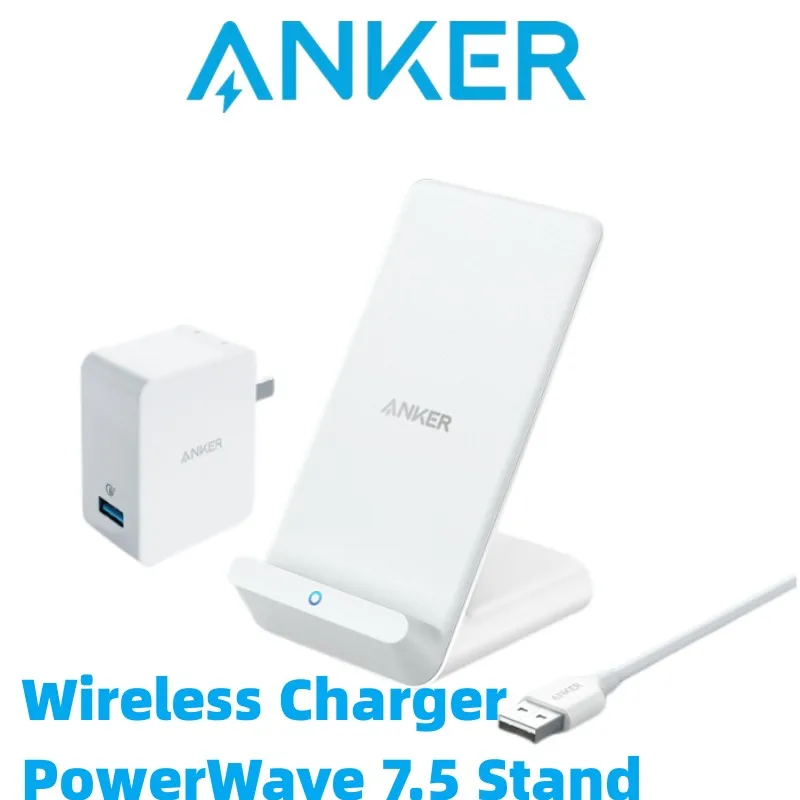 

Anker Wireless Charger PowerWave 7.5 Stand 10W Max Qi-Certified Fast Charging iPhone Samsung With USB Cable and charger