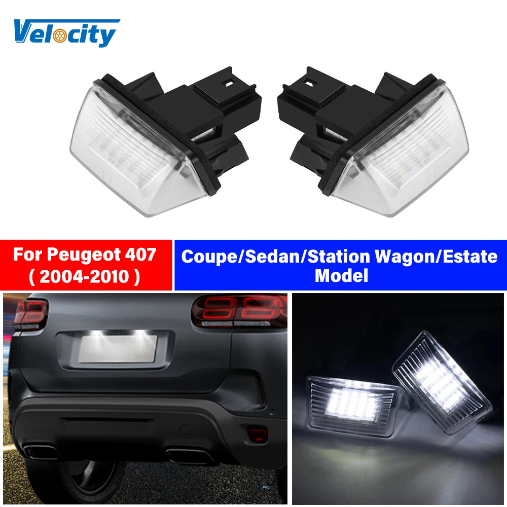 

2Pcs LED Number License Plate Light 6500K White Fit For Peugeot 407 2004-2010 Coupe Sedan Station Wagon Estate Model