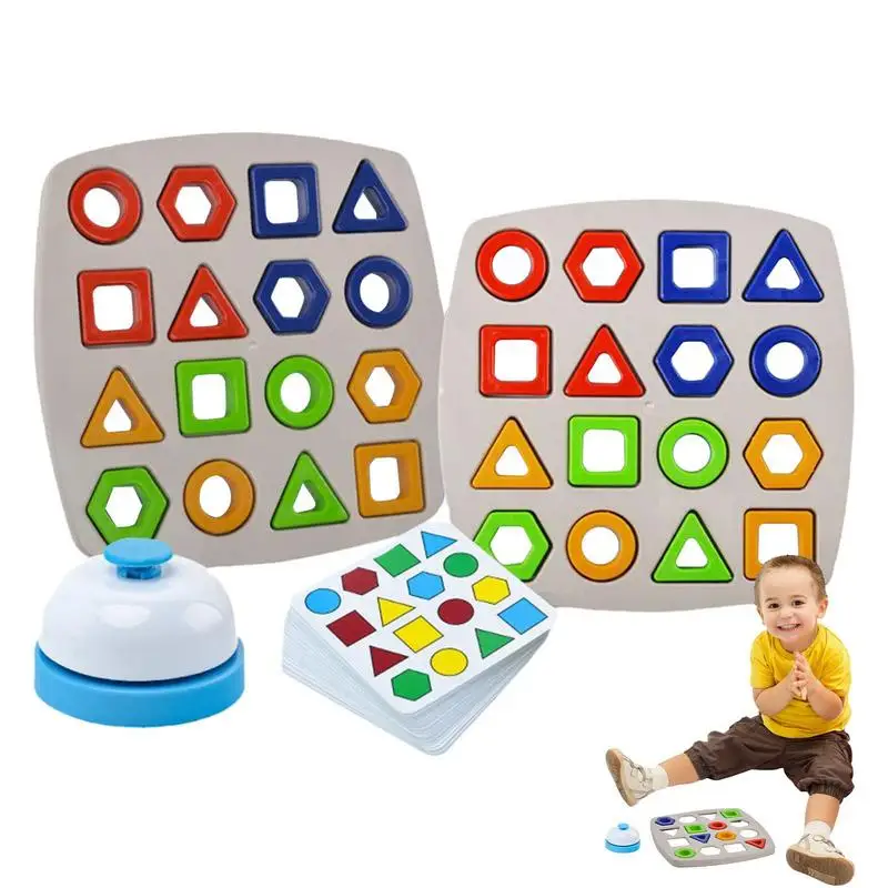 

Подходящие формы Блоки быстрая фотография с колокольчиком и карточками геометрические настольные игры Монтессори цветной деревянный пазл