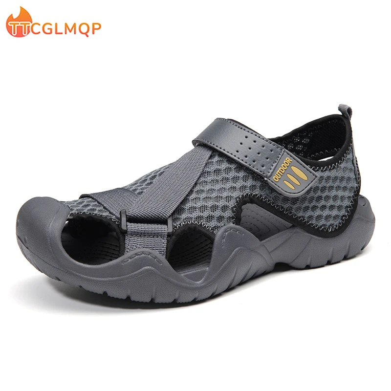Мужские сетчатые сандалии, Повседневные Легкие дышащие пляжные сандалии, Нескользящие, для улицы, большие размеры, лето 2023