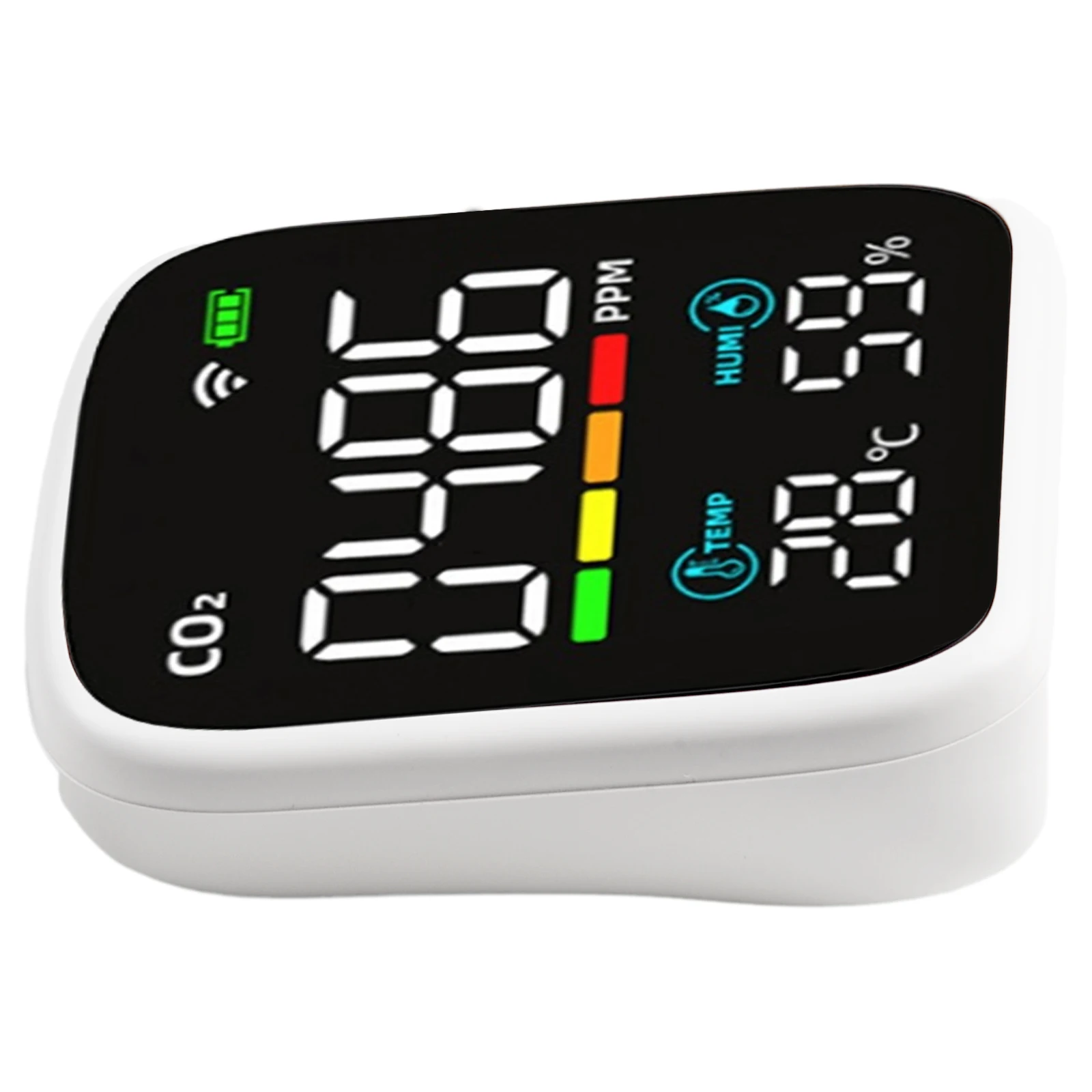 

Portable WIFI carbon dioxide detector with automatic alarm data logging and mobile app integration for easy monitoring