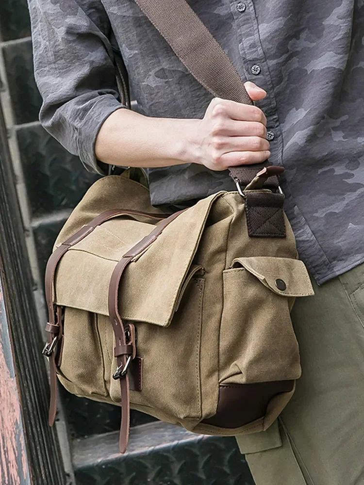 

Handbags Canvas Leisure Bags Men's Shoulder Canvas Bag Outdoor Retro Bag Bag Package Multifunction Crossbody Shoulder