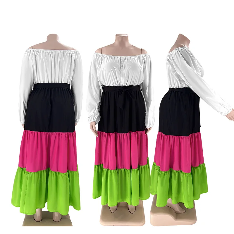 Plus Size Elegant Loose Dress Women Patchwork Pretty Club Cloth Lady Casual Luxury Robe 2023 Summer Trendy Evening New In Dress