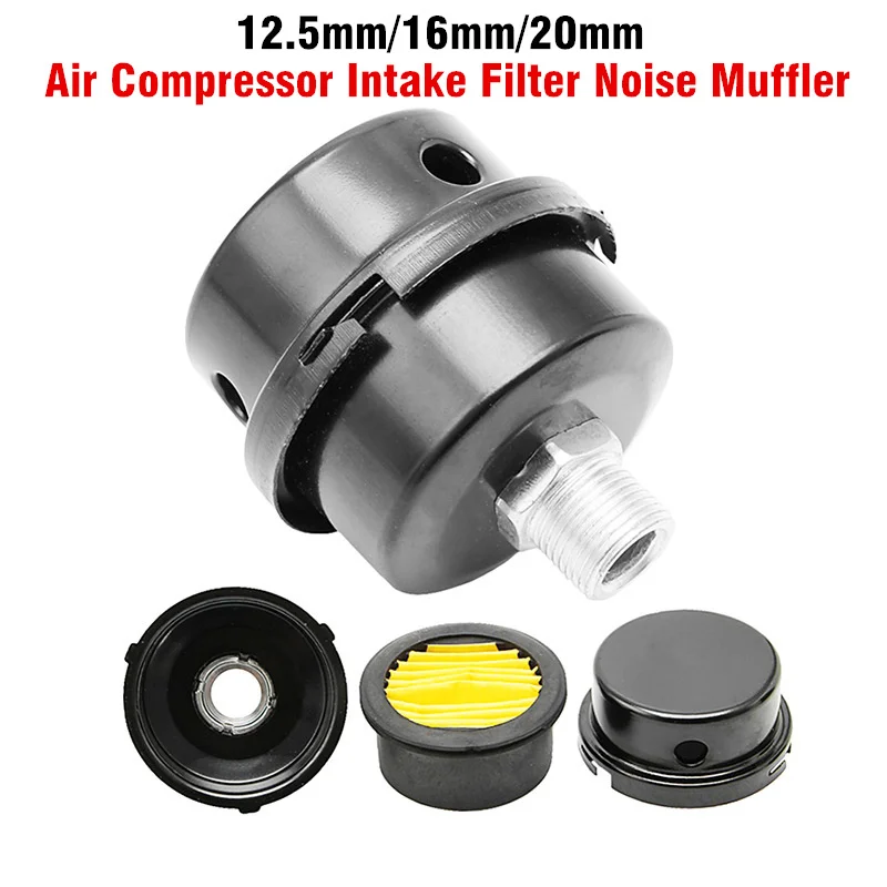 Intake Filter Noise Muffler Metal Silencer Air Compressor Parts 12.5/16/20mm Thread M12