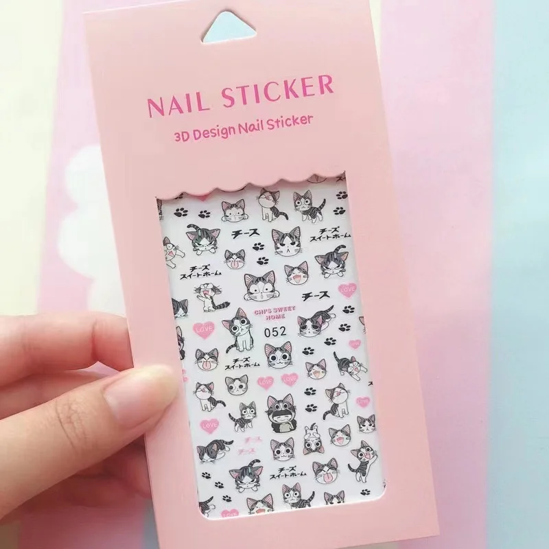 

Japan Anime Cheese Cat Nail Sticker Cute Cartoon Animation Press On Nails Sticker DlY 3D Disney Mermaid Princess Nail Decoration