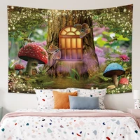 kawaii tapestry aesthetic dreamy butterfly mushroom tree house hippie psychedelic baby wall hanging living room decor blanket
