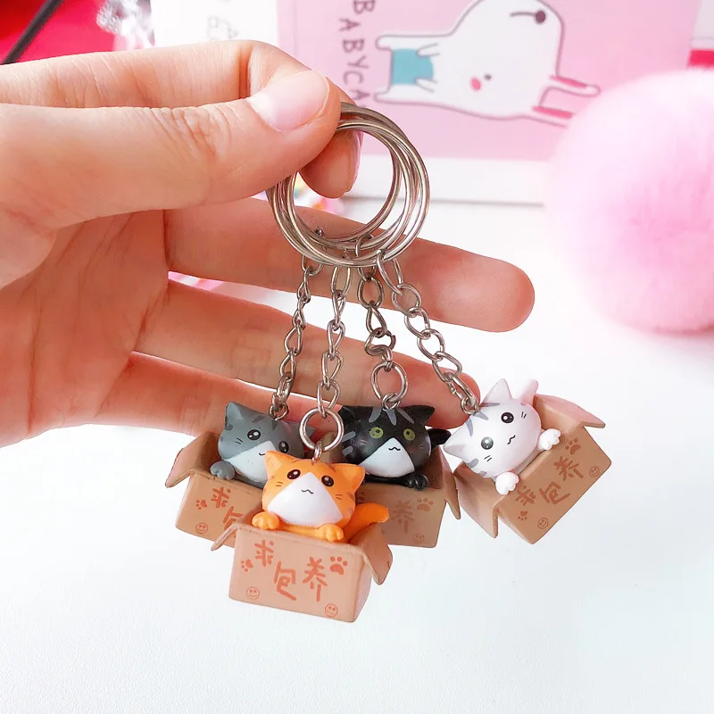 

Express Little Box Cat Key Chain Women Men Kawaii Kitten Car Keychain Fashion Letter Keyring Jewelry