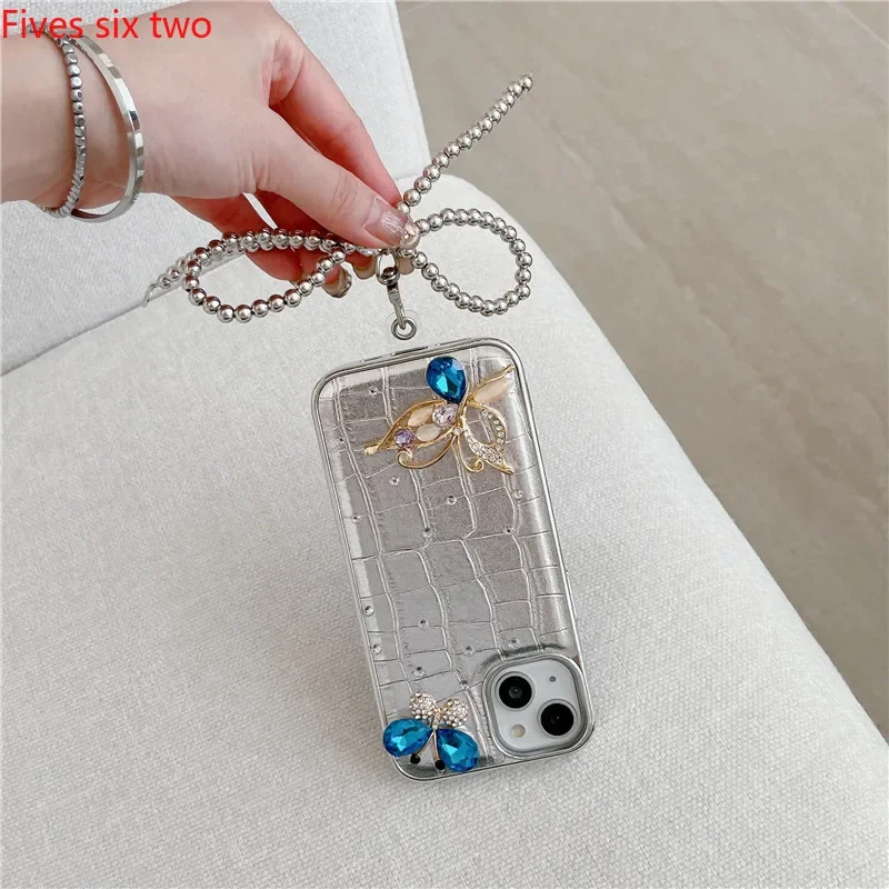 Блестящие чехлы для телефонов с 3d-изображением бабочек кристаллов браслетов iPhone