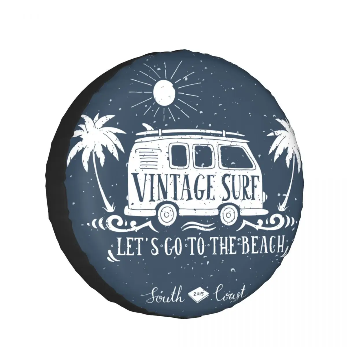 

1PC Car Spare Tire Cover Vintage Surf Mini Van Palm Tree Polyester Auto Wheel Tire Storage Bag Vehicle Tyre Dust-proof Protector