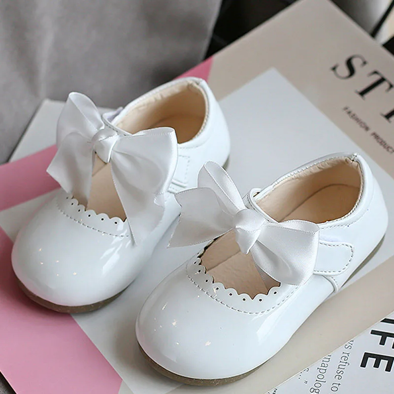 2023 обувь из искусственной кожи для девочек детская с милым бантом новая весенняя