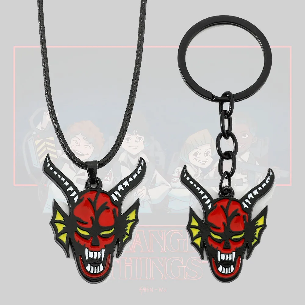 

TV Show Stranger Things 4 Hellfire Club Sign Necklace Cool Demon Devil Pendant Choker Keychain For TV Fans Accessories Jewelry
