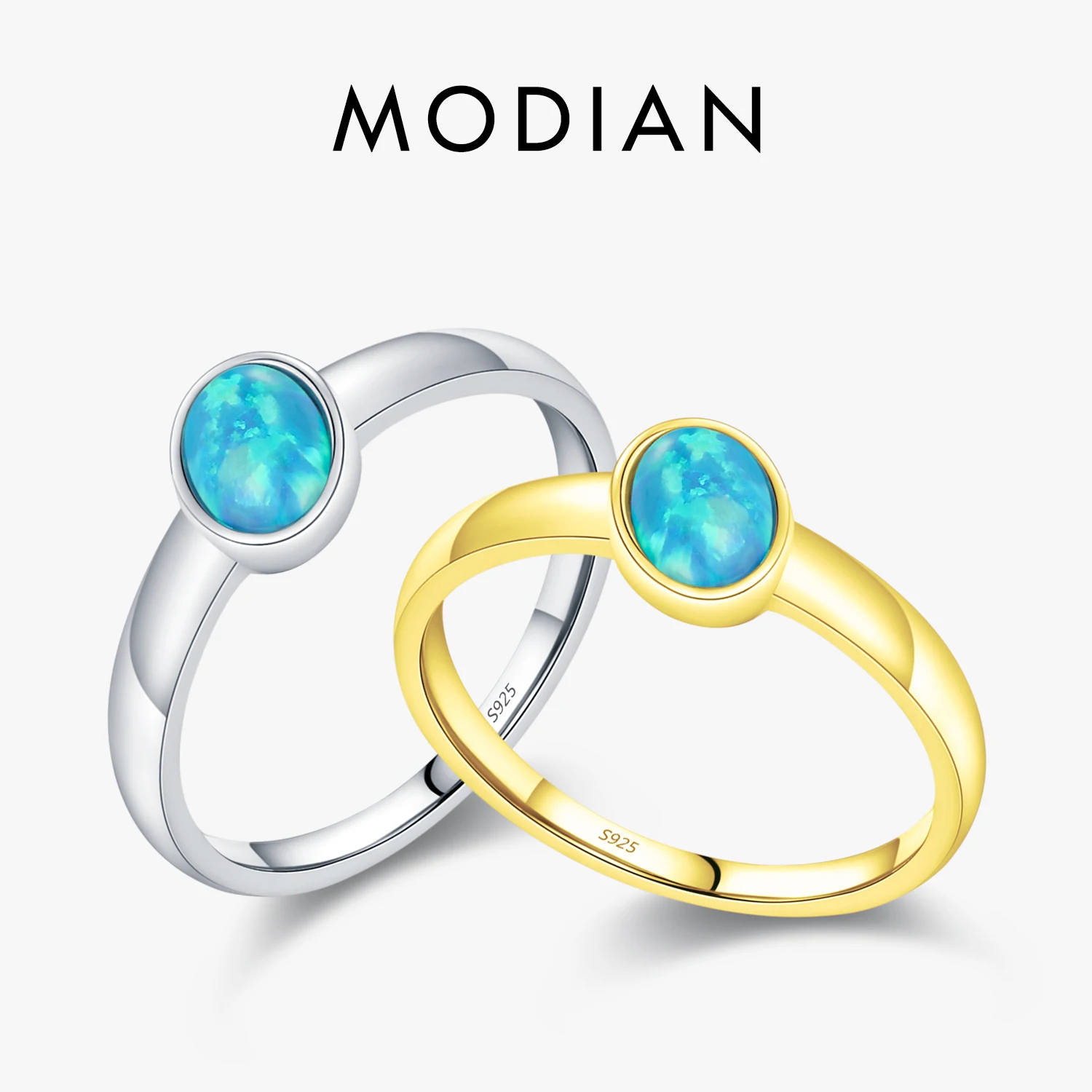MODIAN 925 пробы серебристый неправильной формы овальный опал очаровательное кольцо