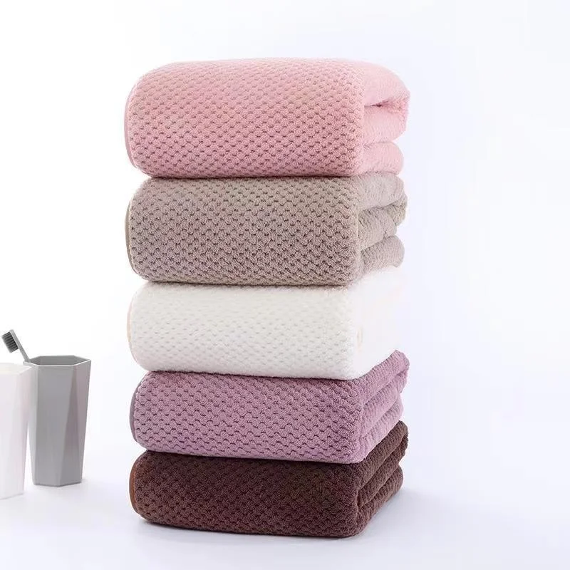 

New style pineapple warp knitted coral velvet bath towel quick drying soft absorbent bath towel