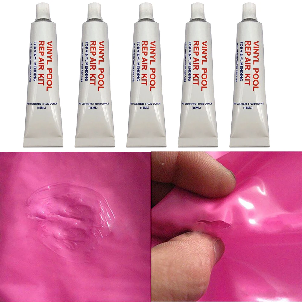 

5PCS 75ml PVC Swim Repair Adhesive Vinyl Swimming Pool Repair Kit Water Proof Strong Adhesion Inflatable Repair Glue Tube Patch