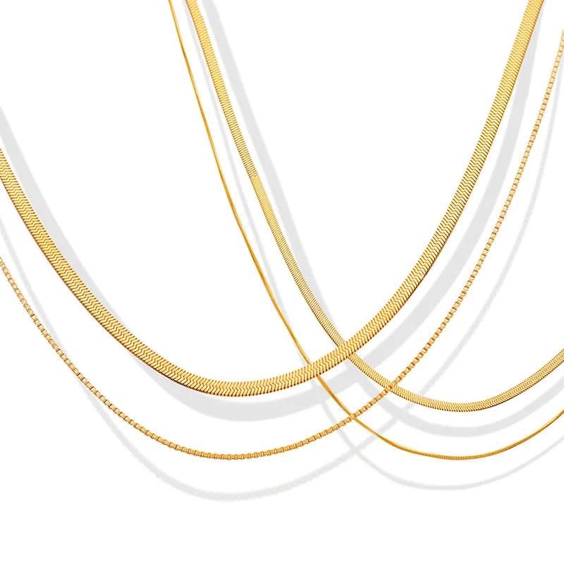 

Simple Double Layers Choker Fashion Gold Color Stainless Steel Necklaces For Women Waterproof Jewelry Personalized Gift