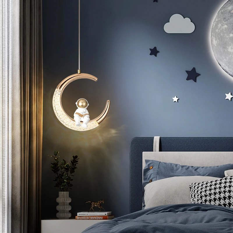 

Потолочный светодиодный светильник, художественная люстра в детскую комнату, подвесной современный прикроватный светильник с астронавтом, для столовой, Внутренний интерьер, потолок для детей