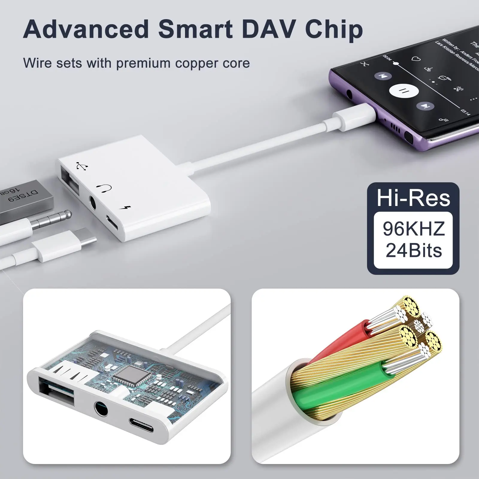 Фото Адаптер для камеры с USB C на USB OTG, аудиоразъем для наушников 3,5 мм, преобразователь для быстрой зарядки для iPad Pro, Google Pixel, Huawei, Xiaomi, Samsung №5
