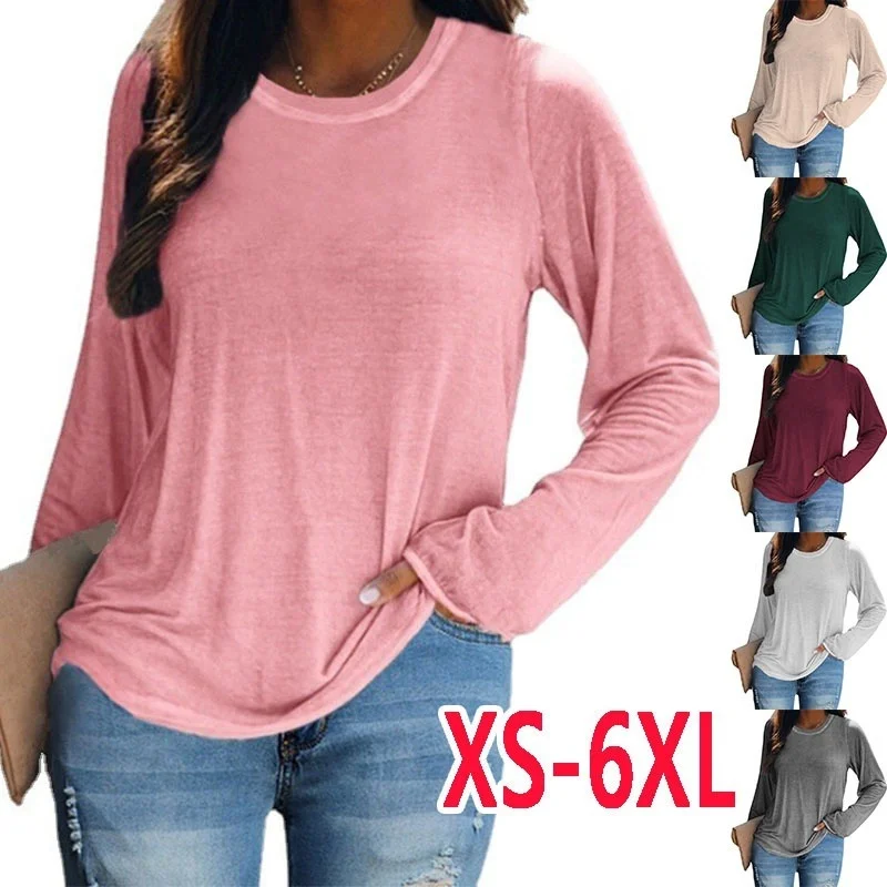 Купи Women Fashion Spring Autumn Casual Long Sleeve T-shirt Solid Color Loose Blouse Ladies Fashion Deep V-neck Shirt Tops за 636 рублей в магазине AliExpress