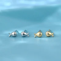 minimalist tiny fish stud earrings micro crystal cute pisces goldenwhite copper ear nail female trendy earring jewelry gifts
