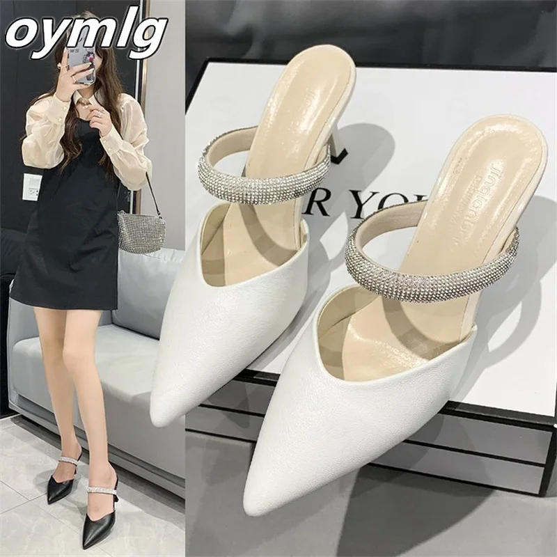 

Flash drill Baotou sandals and slippers women wear high heel sandals 2022 new summer beige stiletto women's shoes pumps