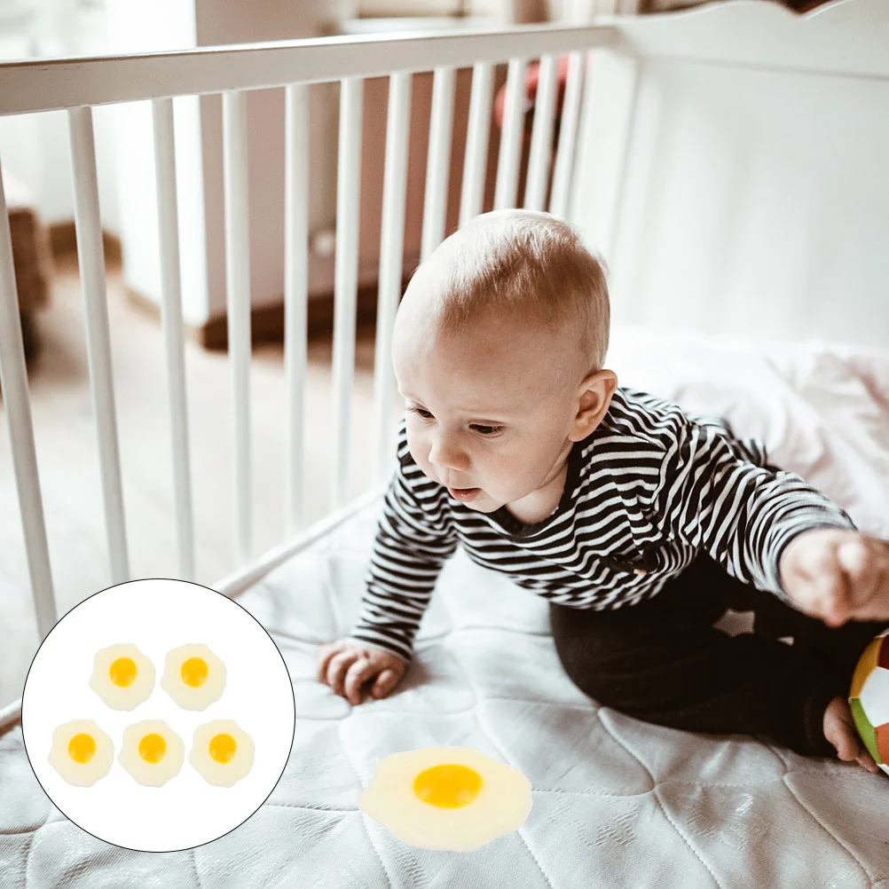 

5 Pcs Imitation Eggs Toys Squeeze Fake Fried Inflatable Simulation Tricky Silica Gel Vent Child Artificial