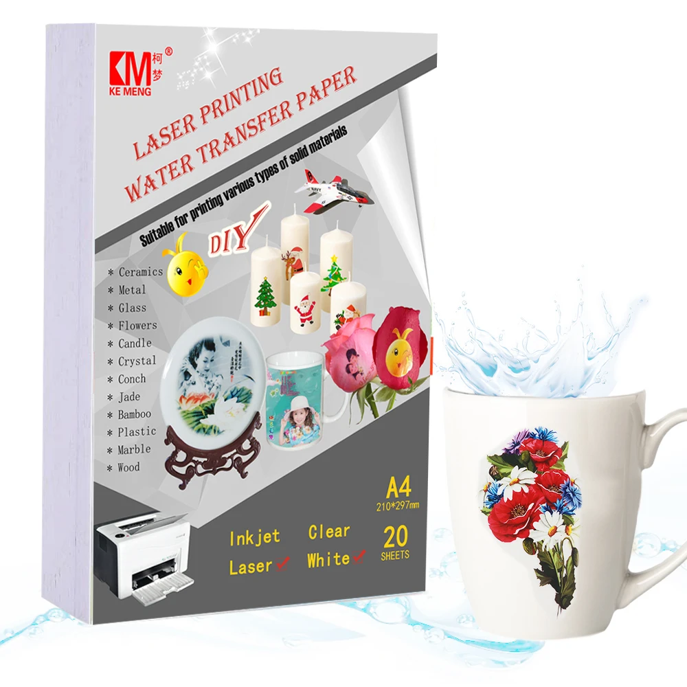 

2022 Factory Sell Directly Waterslide Decal Paper A4 Size Laser Clear White Water Transfer Paper for DIY Decals Gift Crafts Cera