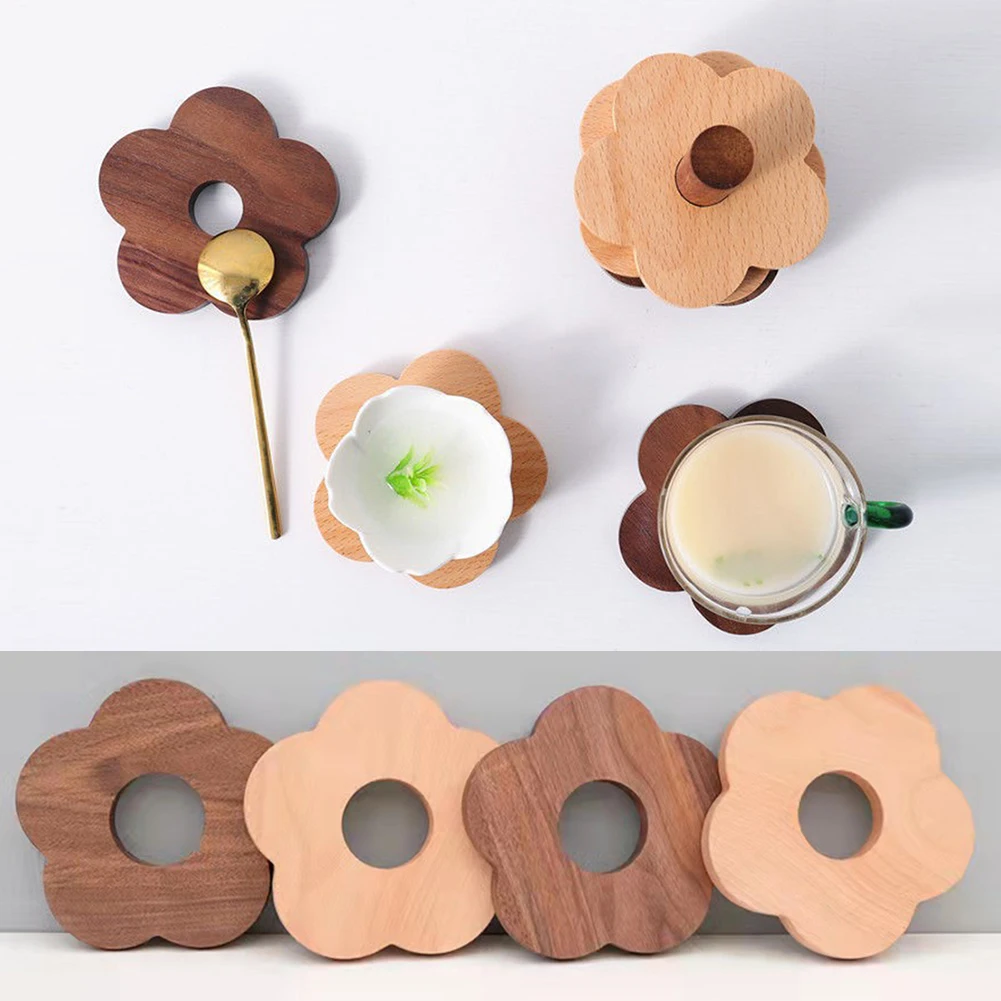 

Coaster Cartoon Coaster Mat Bowl Plate Pad Kitchen Utensil Mat Floret Coaster Wood Heat Insulation Pad Kitchen Accessories