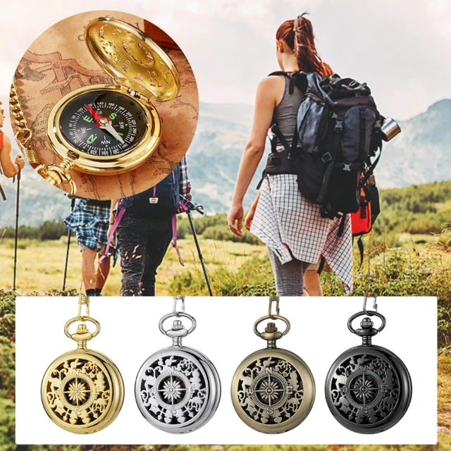 Multifunctional Pocket Retro Watch Flip With Survival Compass 2
