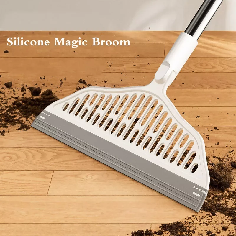 

Magic Silicone Broom Brush Lengthen Floor Cleaning Squeegee Pet Hair Dust Brooms Bathroom Floor Wiper Household Cleaning Tools