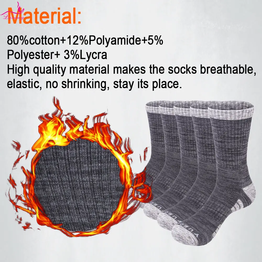 LAZAWG Men's Cotton Athletic Crew Socks Thermal Warm Crew Winter Boot Sock for Man Sports Hiking Trekking Socks Warm Keeping