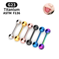 body piercing jewelry two balls barbell tongue rings screwed tongue nail body piercing f136 titanium g23 material