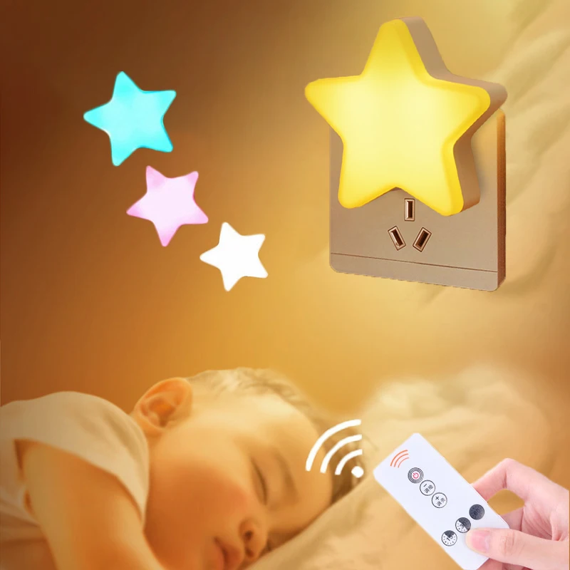 

Star Shape Lamp Bedside Wall Lamp Remote Control Sensor Light Star LED Night Light Cartoons Sleeping Light Nursery Bedroom Lamp