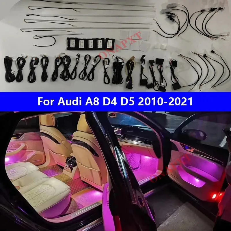 Набор из 2130 цветов для Audi A8 D4 D5 2010-2021, декоративная подсветка кнопок и приложения, светодиодная атмосферная лампа, светящаяся полоса (art.: 3920d7cd080cd) - 3920d7cd080cd