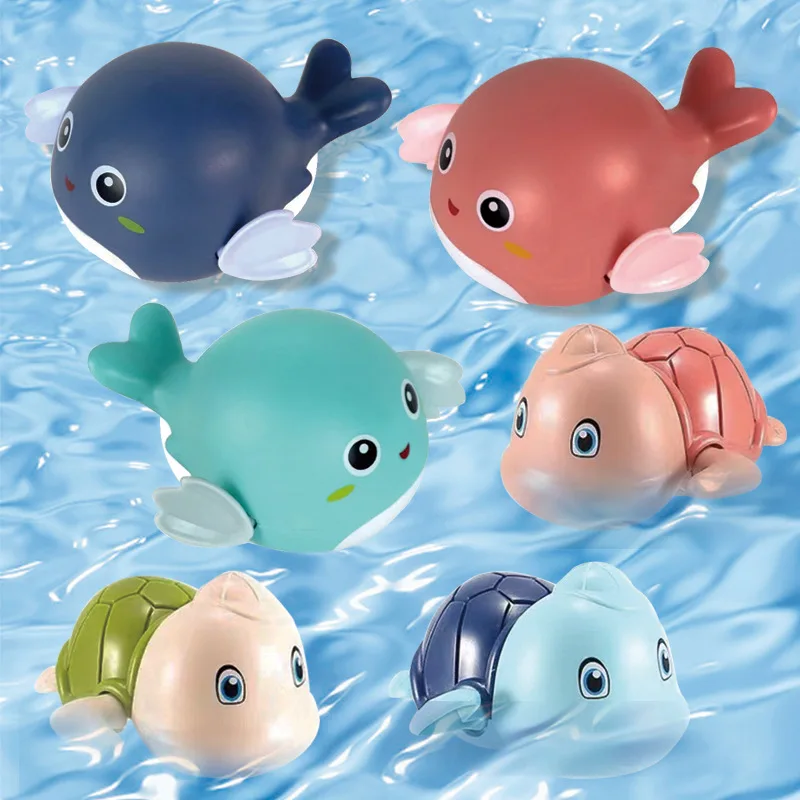 

Summer Cute Baby Clockwork Bath Toys Cute Swimming Little Dolphin Turtle Bathroom Toys for Toddlers Chain Toys Bath Toy