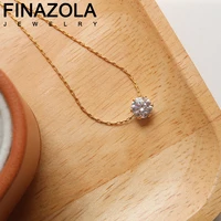 finazola sparkling 6 prong zircon necklace pendant necklace for women stainless steel bamboo chain chocker jewelry accessories