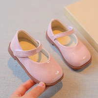 japan style girls solid beige shallow square toe glossy school shoes for uniform 2022 summer new casual hook loop kids fashion