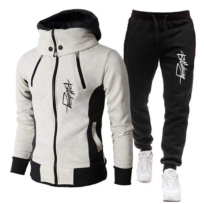 

Men's Tracksuit Lapel Warm Hoodie and Black Sweatpant 2PCS Male Outdoor High Quality Sportswear Harajuku Style Casual Streetwear