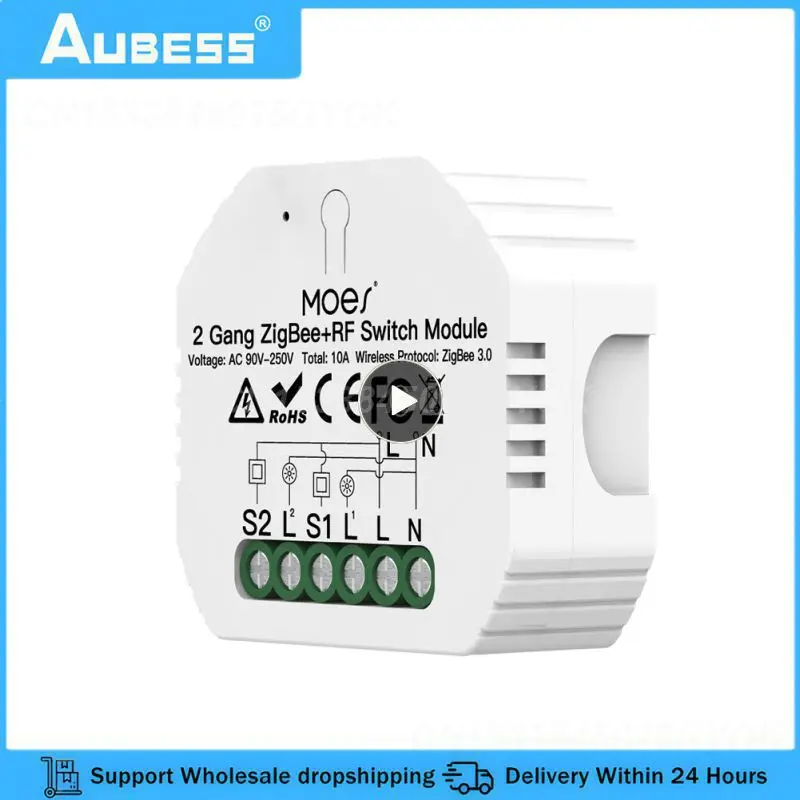 

1~6PCS CoRui Tuya ZigBee3.0 Smart Switch 2 Gang RF Intelligent Breaker Module Remote Relay Alexa Google Home Gateway Automation