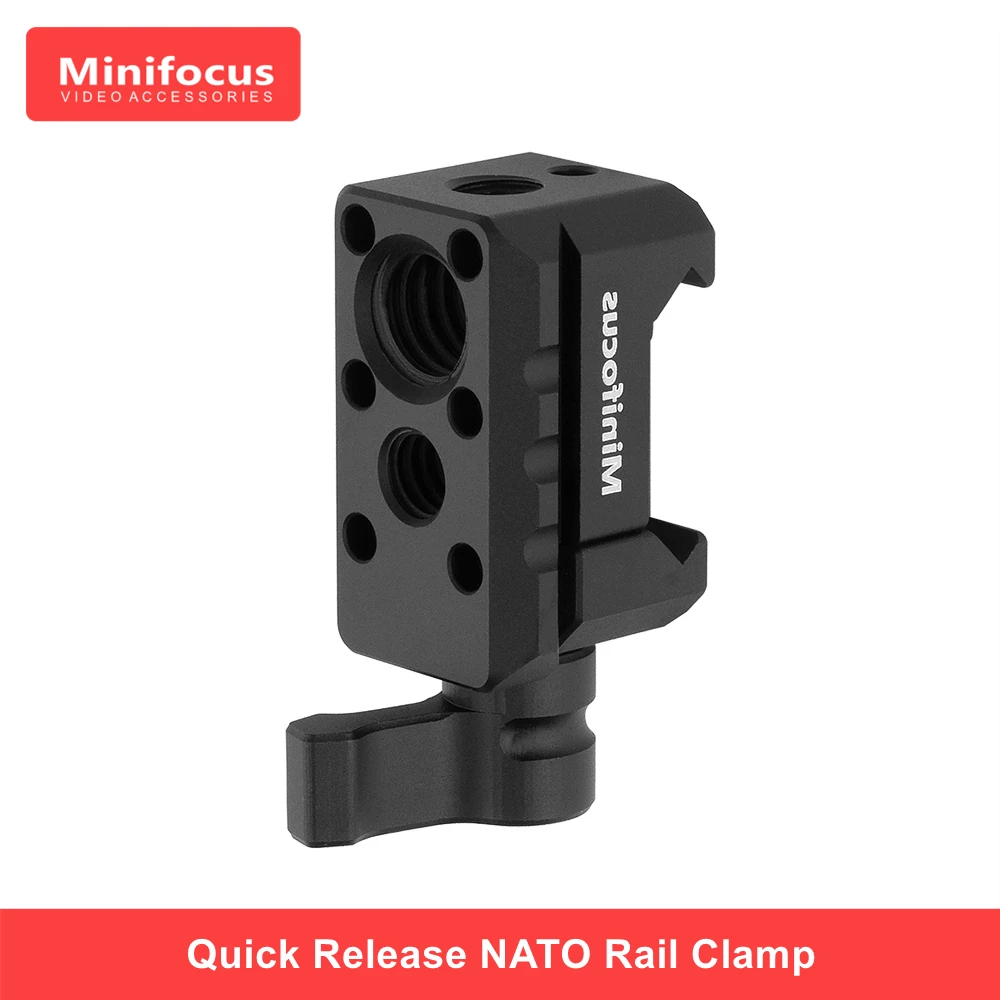 

NATO Rail Clamp Quick Release Clamp w 1/4" 3/8" Thread ARRI Locating holes for Magic Arm Ballhead Monitor Video Light Mic Mount