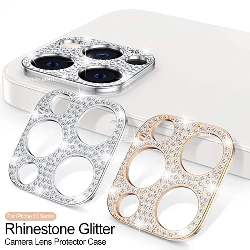 

Shiny Crystal Diamond Camera Lens Protector For iPhone 13 Pro Max 11 12 XS X Mini Bling Glitter Rhinestone Metal Len Film