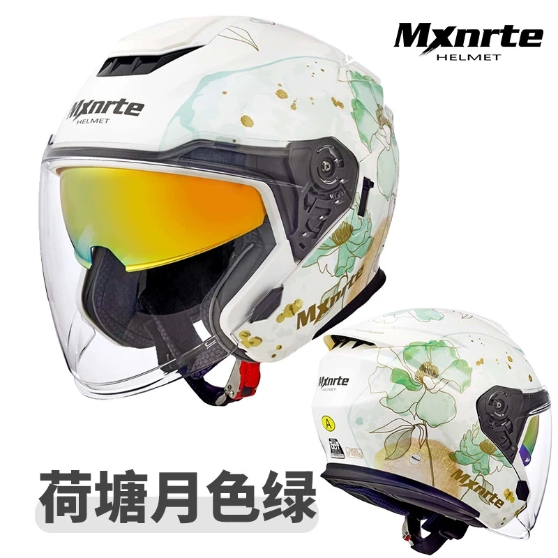 Mxnrte Motorcycle Helmet 3/4 Half Capacete Dual Lens All Seasons Road Riding Work Commute Scooter Motorbike Casco For Yamaha