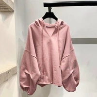 new womens korean long sleeved hooded sweater loose casual solid color all match jacket harajuku fashion clothing hoodies