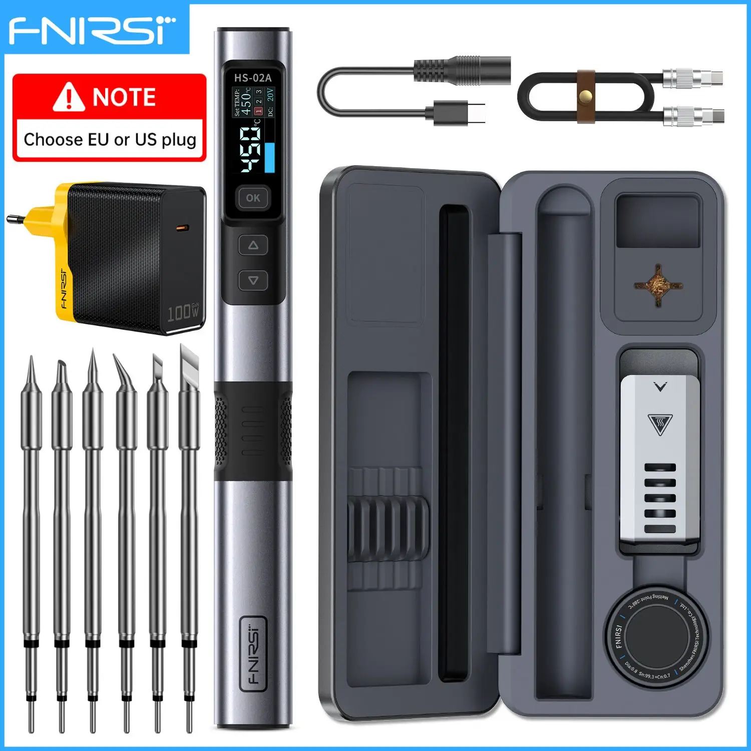 

FNIRSI HS-02 цифровой паяльник 100W