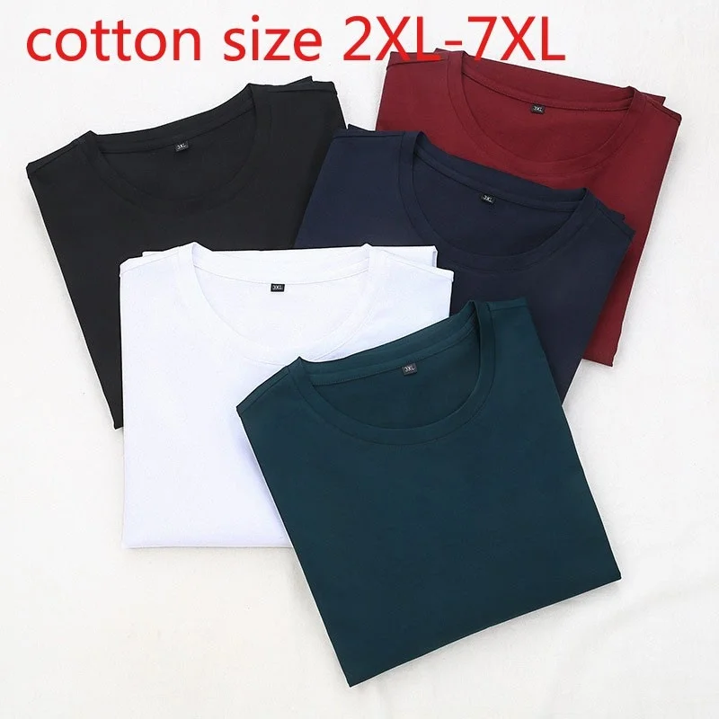

New Arrival Fashion High Quality Summer Short Sleeve Men Extra Large Loose Cotton O-neck Knitted Casual Tshirt Plus Size 2XL-7XL