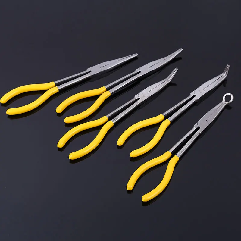 Сверхдлинные плоскогубцы 280 мм, плоскогубцы с изогнутым носом, ручные инструменты для ремонта, O-образный наконечник, ремесло, 0/25/45/90 градусов, плоскогубцы с изогнутым носом, Ремонтный инструмент Сверхдлинные плоскогубцы 280 мм, плоскогубцы с изогнутым носом, ручные инструменты для ремонта, O-образный наконечник, ремесло, 0/25/45/90 градусов, плоскогубцы с изогнутым носом, Ремонтный инструмент