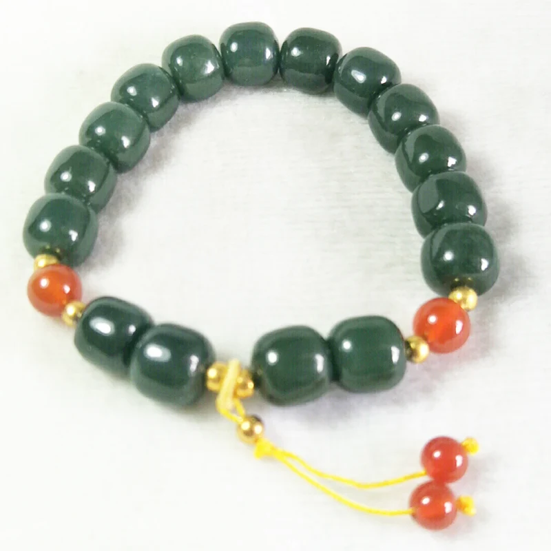 

Natural Hetian Jades Tassel Bracelet Women Fine Jewelry Real Chinese Xinjiang Nephrite Green Jade Beads Lucky Amulet Bracelets