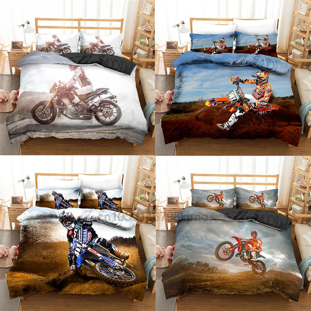 

Cool Motocross Bedding Set For Boys Adults Kids Off-road Race Motorcycle Duvet Cover Bed Cover Single King Double 2/3pcs Suit