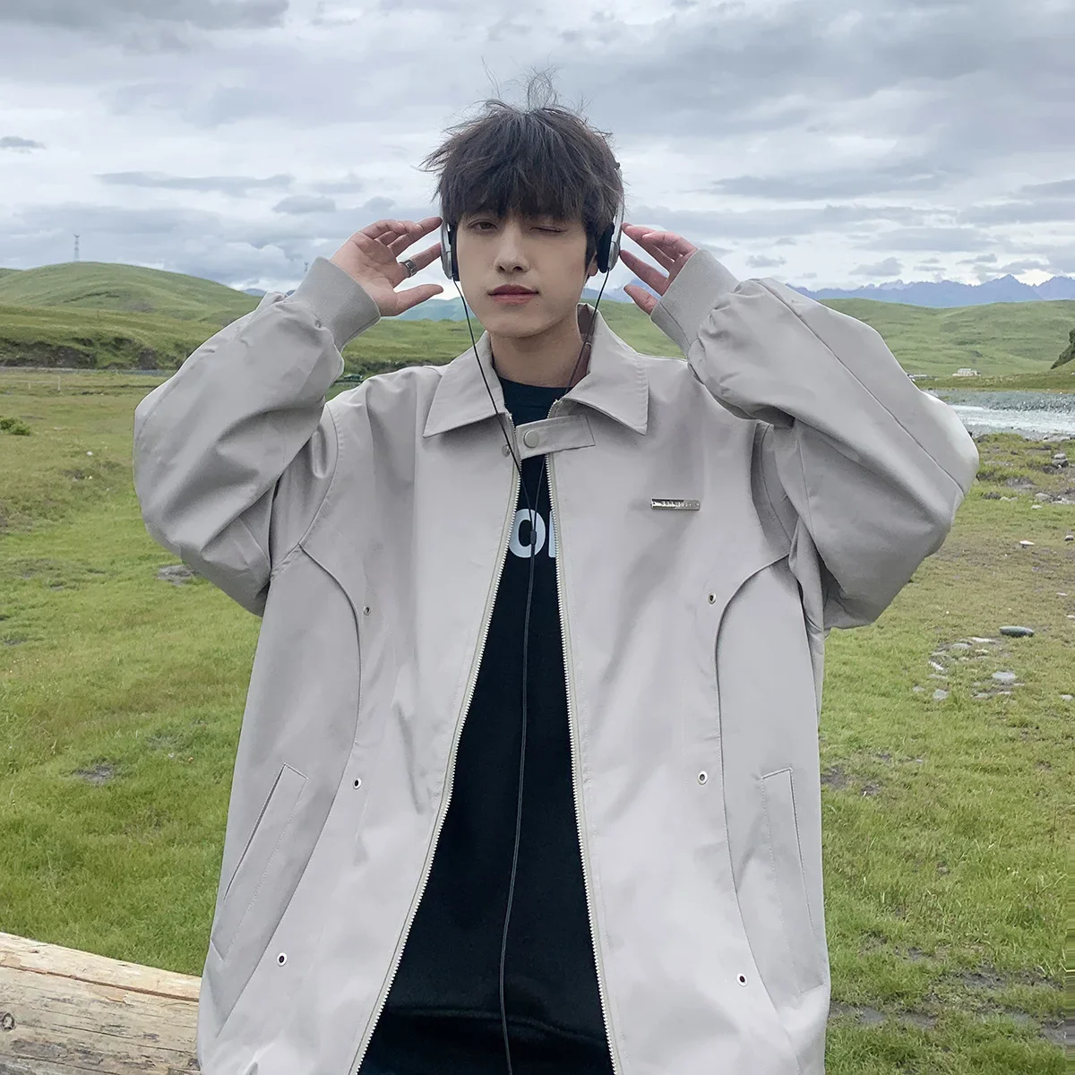 Свободная куртка-бомбер в американском стиле для мужчин новинка весны и осени 2025