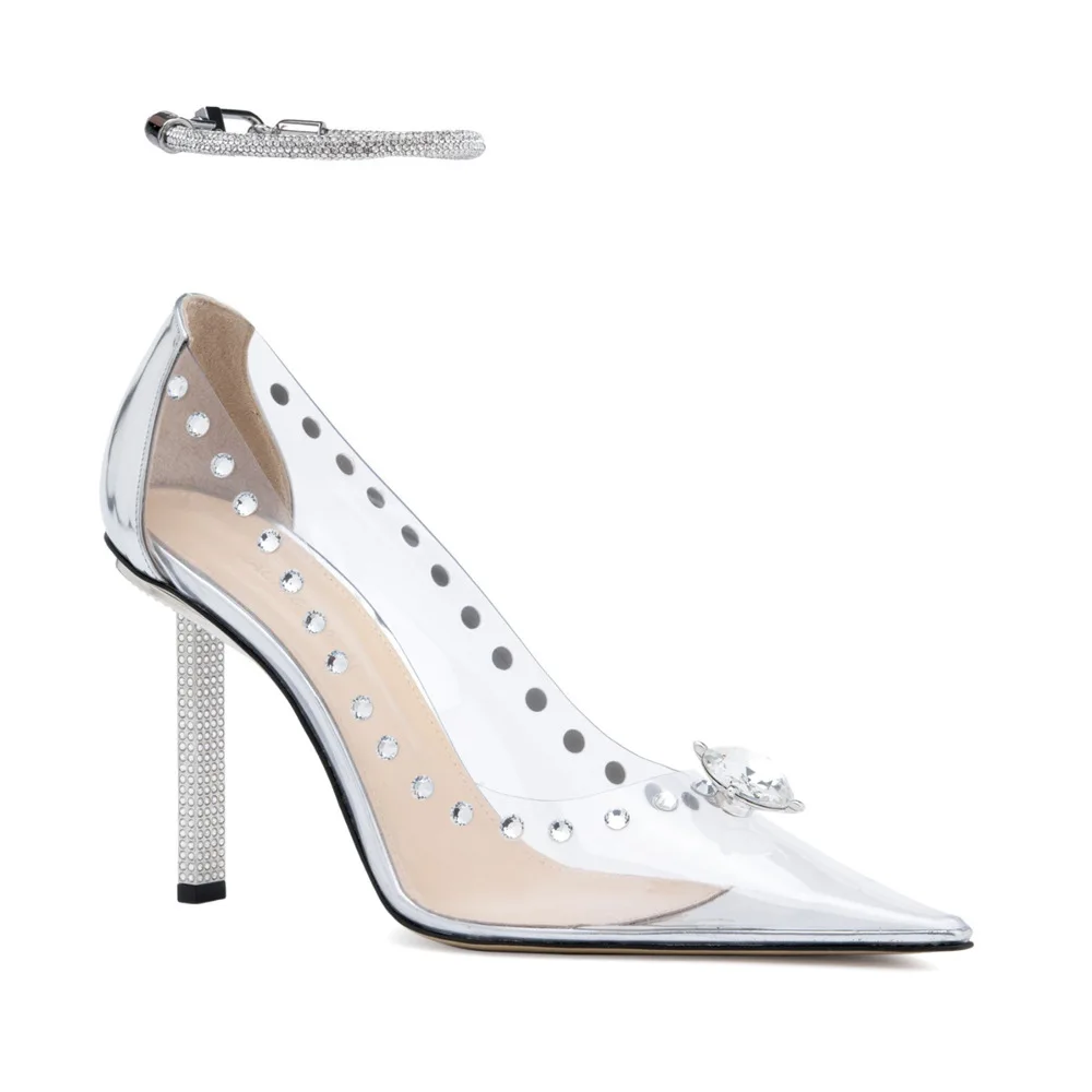 

Pointed Transparent PVC High-heeled Women's Summer 2022 New Style Sexy Baotou High Heels with Stiletto Rhinestones