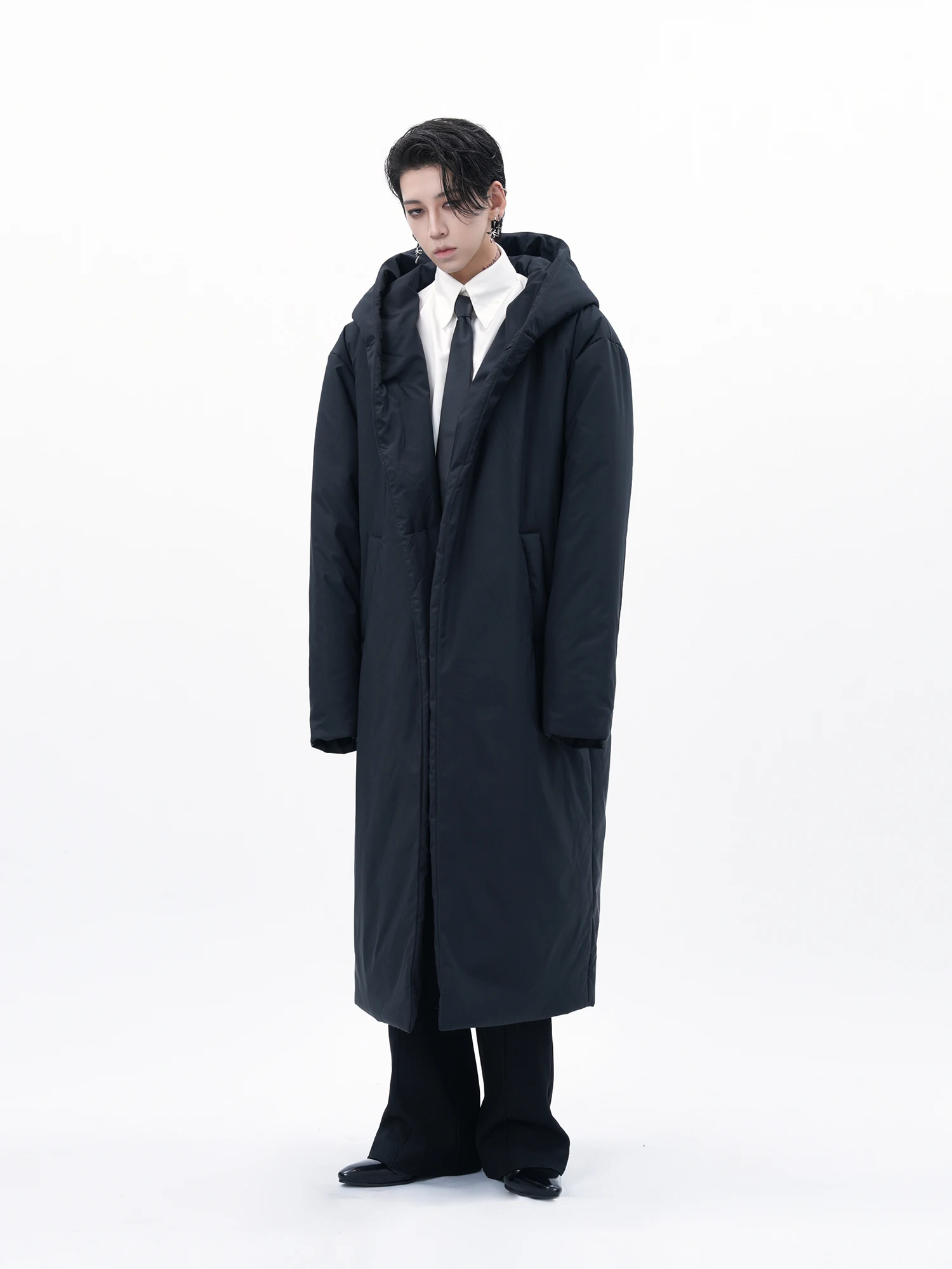 Harh &quotBig Devil Куртка на хлопковой подкладке&quot Оригинальное черное длинное пальто